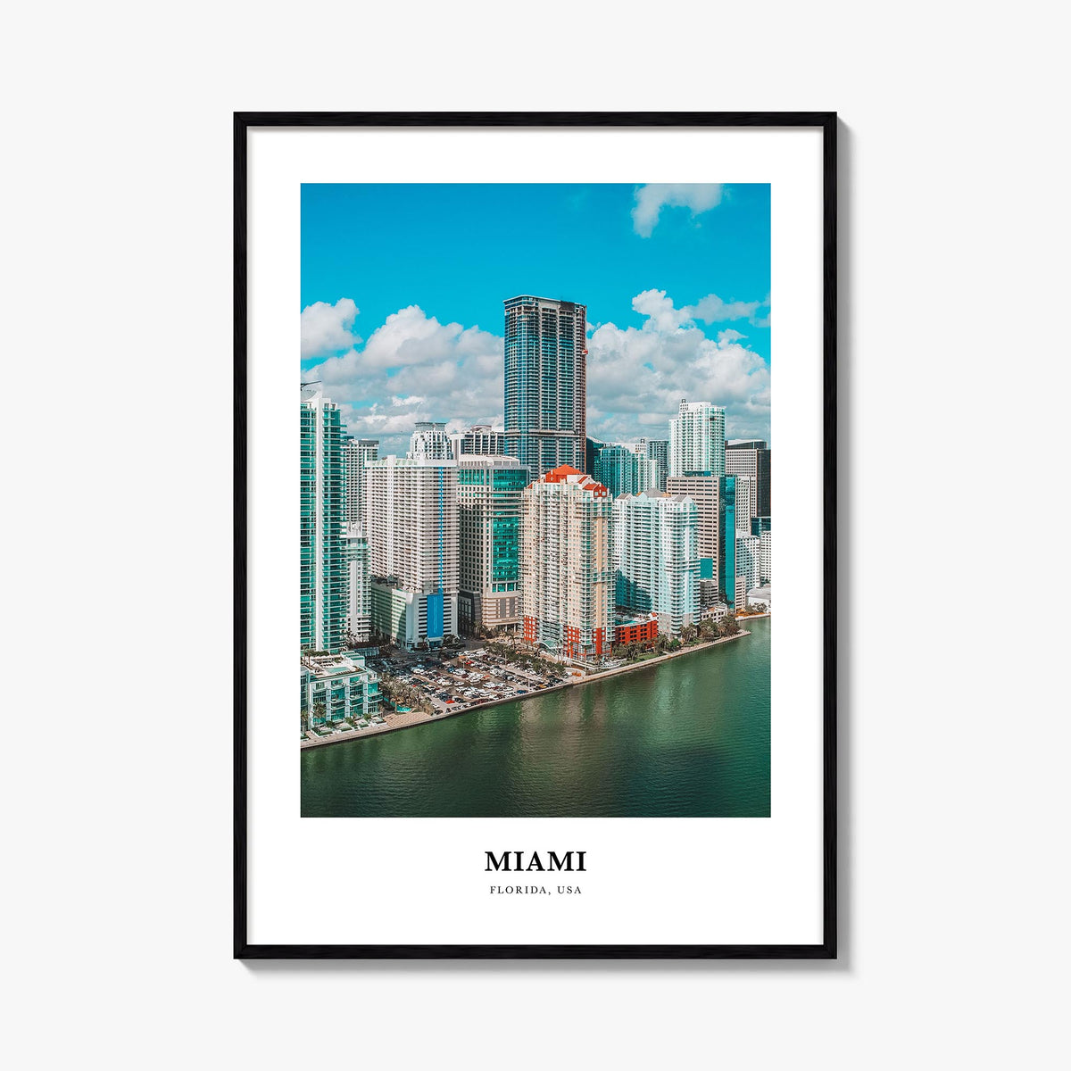 Miami no. 1 colorful classic poster of Florida, USA – vertical wall art, unframed print shown in interior mockup