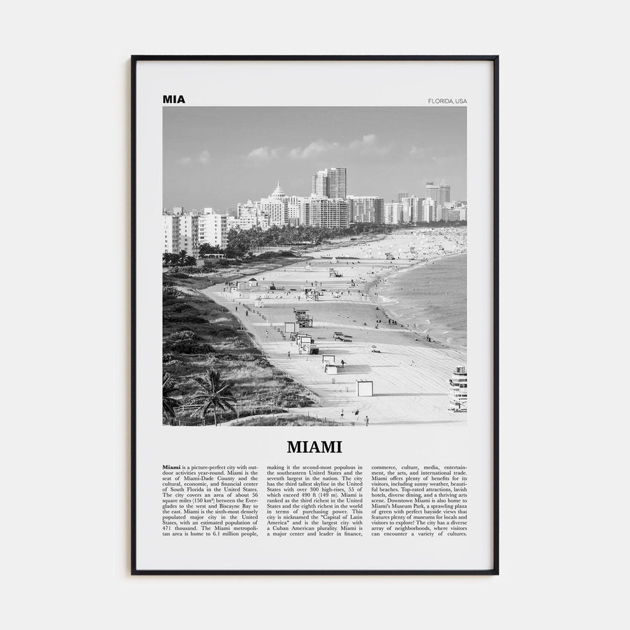 Miami No 1 Poster None / 8x12 in Nbourhood Travel B&W Poster