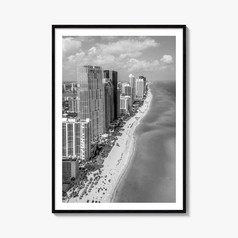 Miami no. 2 black & white photo poster of Florida, USA – vertical wall art, unframed print shown in interior mockup