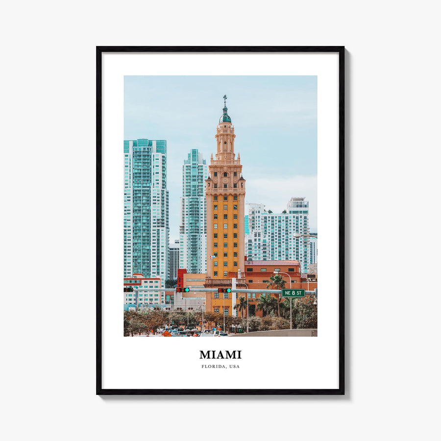 Miami no. 2 colorful classic poster of Florida, USA – vertical wall art, unframed print shown in interior mockup