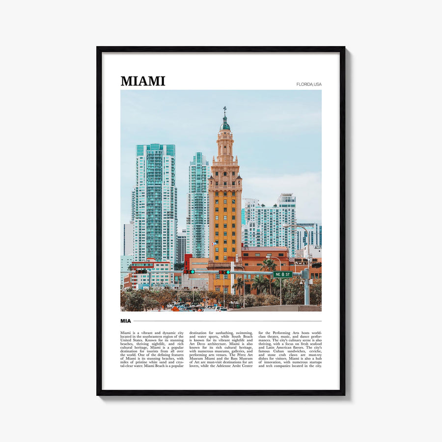 Miami no. 2 colorful travel poster of Florida, USA – vertical wall art, unframed print shown in interior mockup