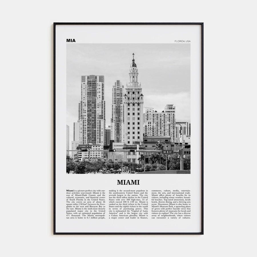 Miami No 2 Poster None / 8x12 in Nbourhood Travel B&W Poster