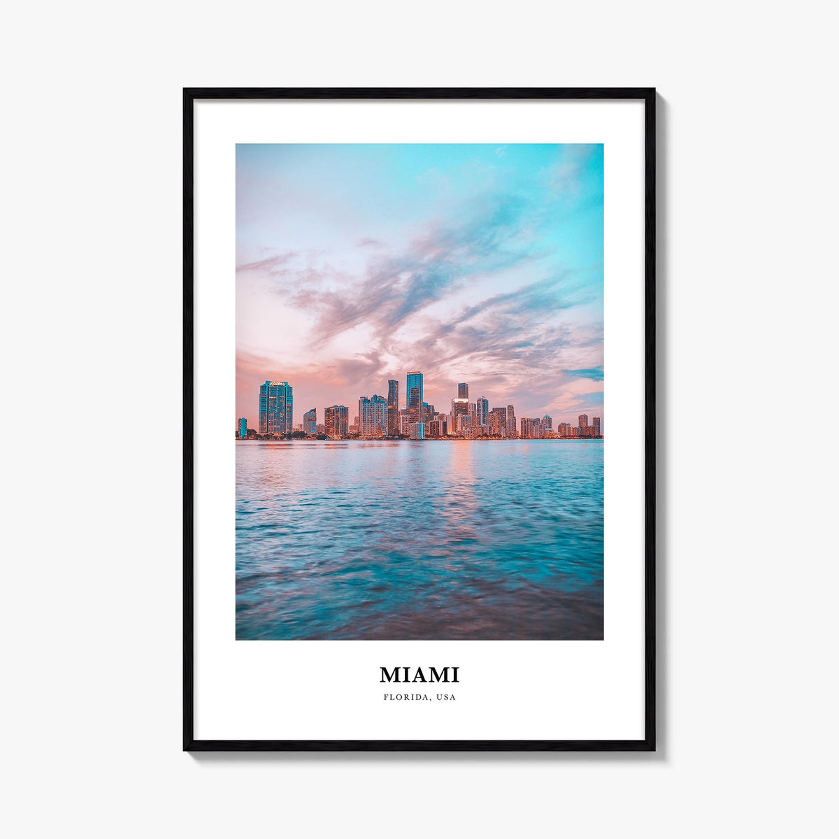Miami no. 3 colorful classic poster of Florida, USA – vertical wall art, unframed print shown in interior mockup