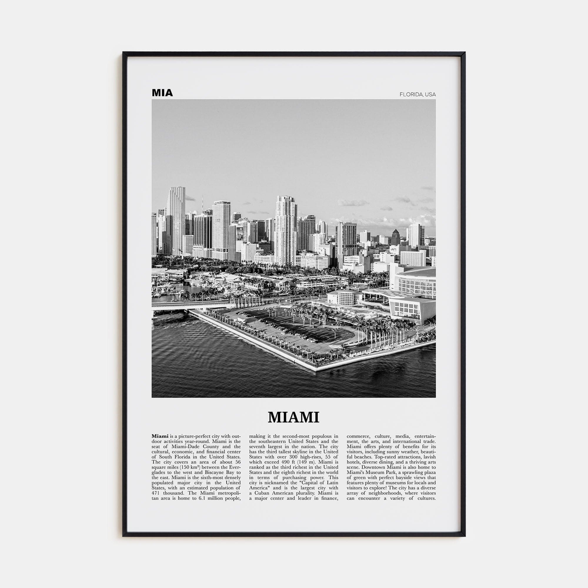 Miami No 3 Poster None / 8x12 in Nbourhood Travel B&W Poster