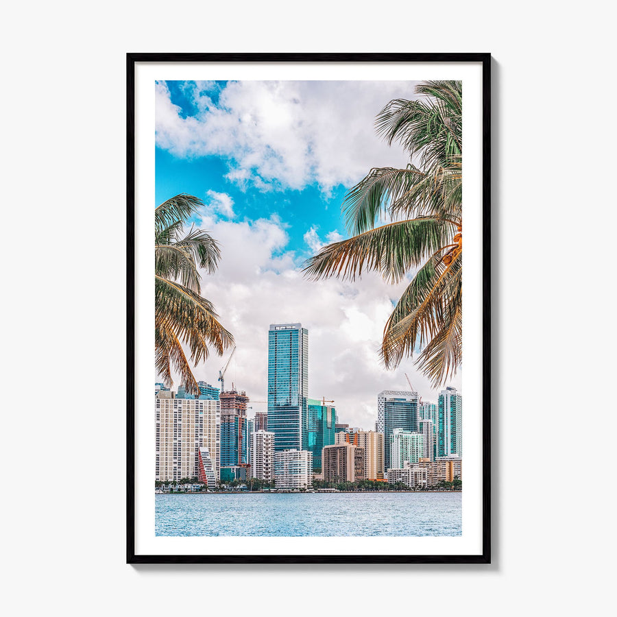 Miami Photo No 1 Poster, framed poster mockup, white border