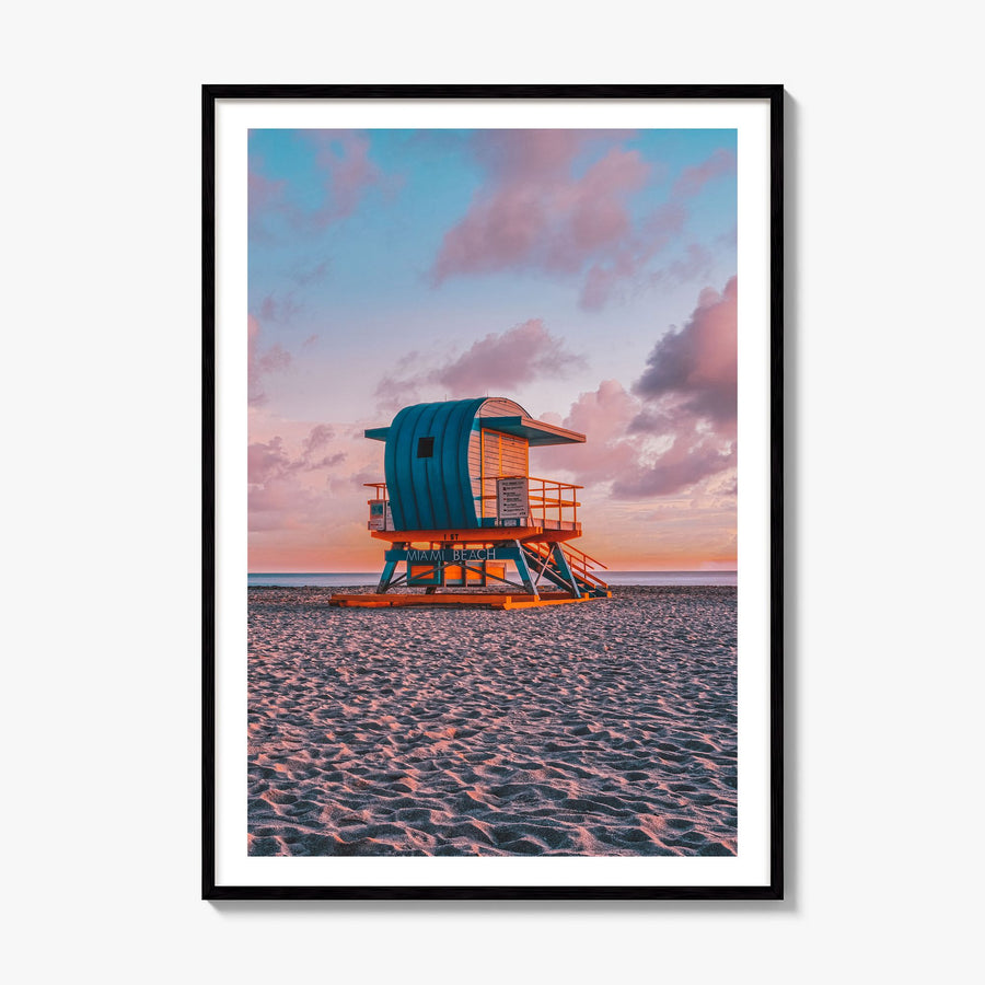 Miami Photo No 2 Poster, framed poster mockup, white border