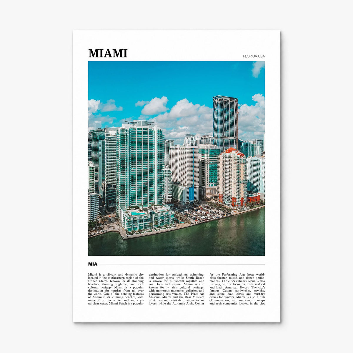 Miami Travel No 1 Poster, print only (unframed)