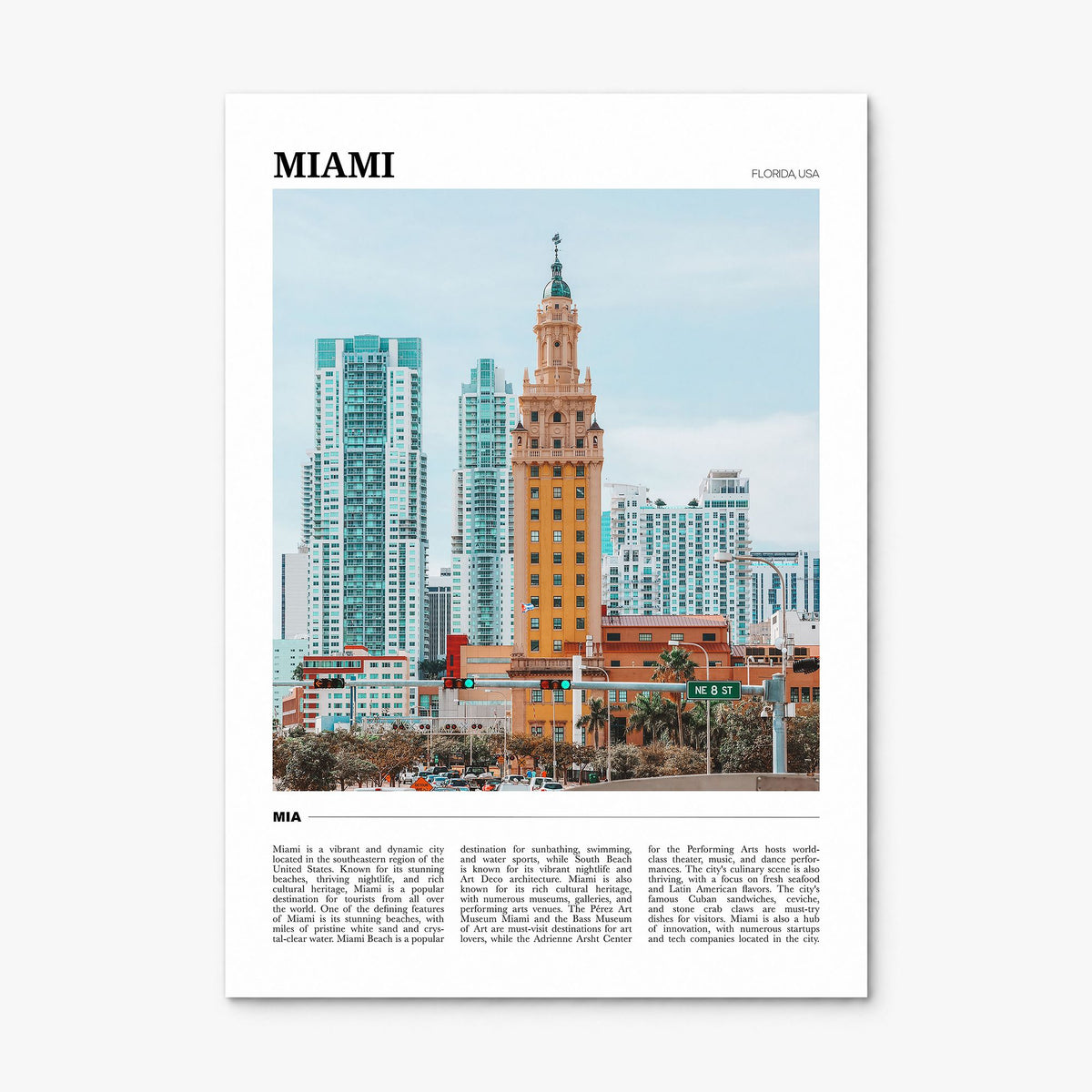 Miami Travel No 2 Poster, print only (unframed)