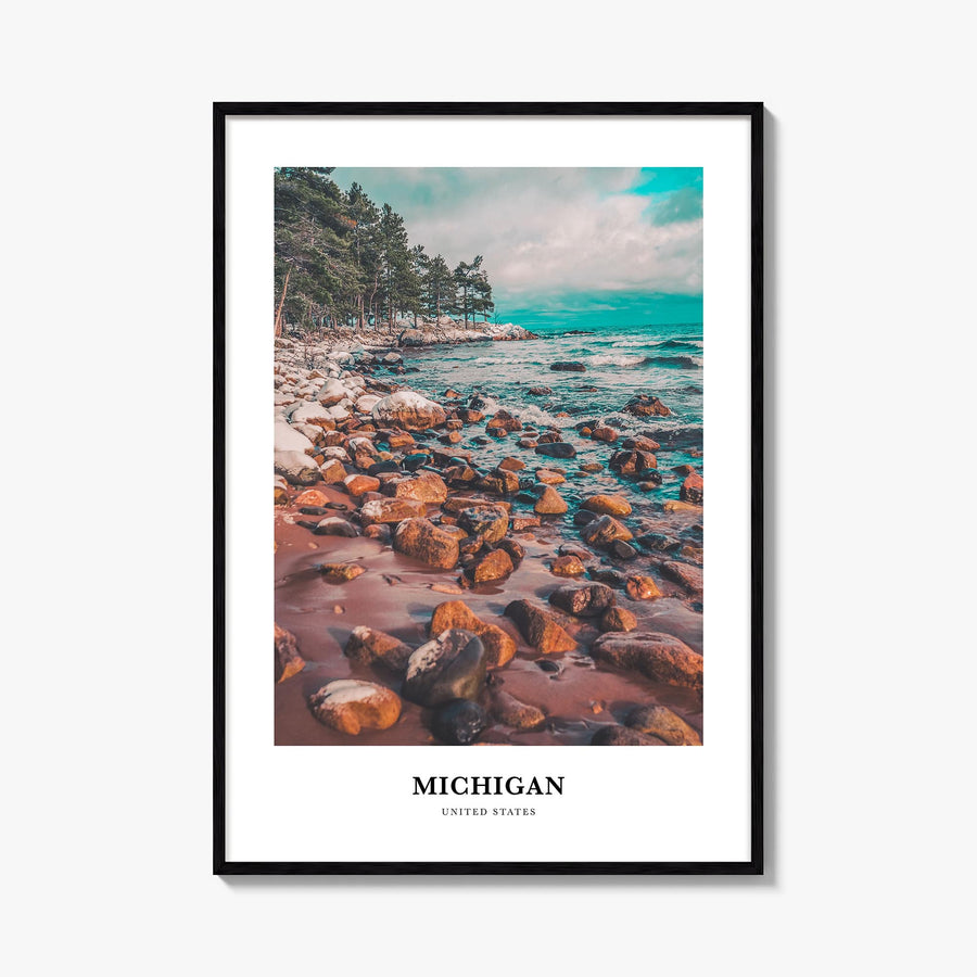 Michigan no. 1 colorful classic poster of United States – vertical wall art, unframed print shown in interior mockup