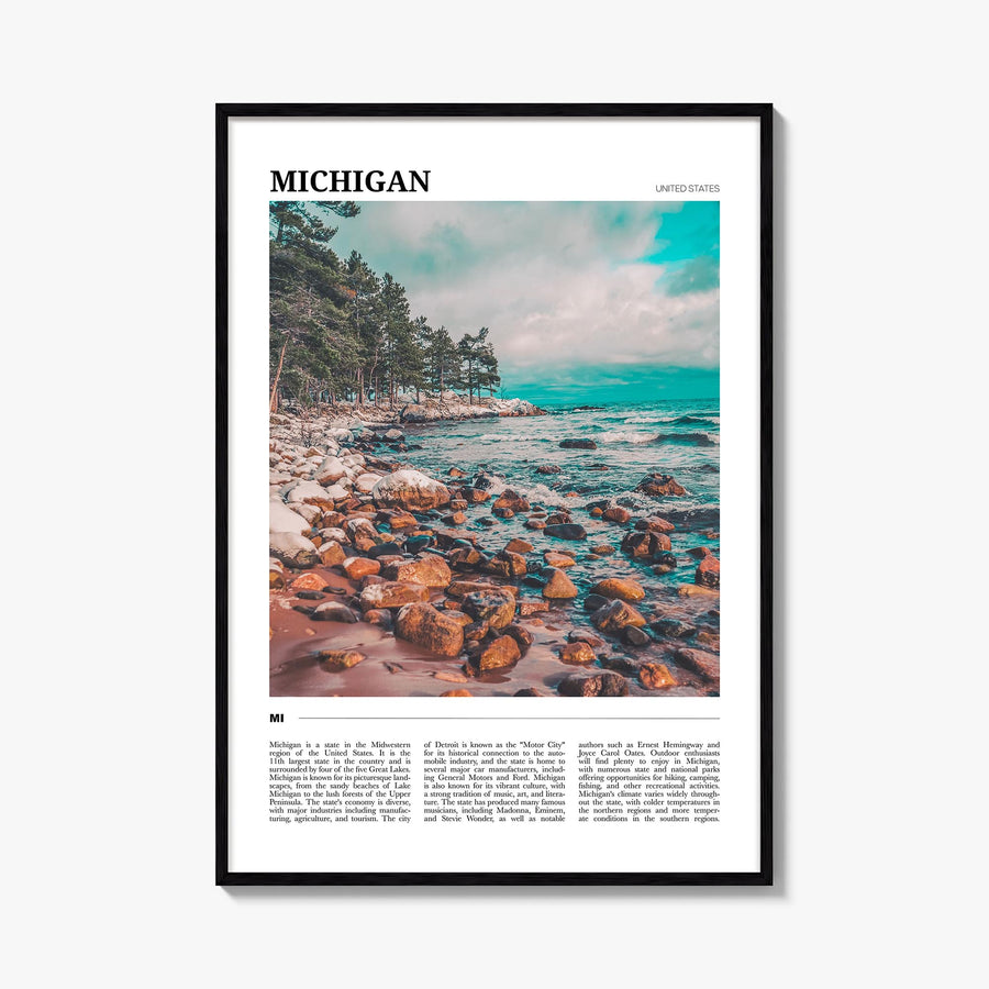 Michigan no. 1 colorful travel poster of United States – vertical wall art, unframed print shown in interior mockup