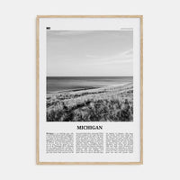 Michigan No 1 Poster Natural Wood / 8x12 in Nbourhood Travel B&W Poster