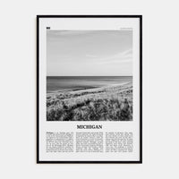 Michigan No 1 Poster Black Wood / 8x12 in Nbourhood Travel B&W Poster