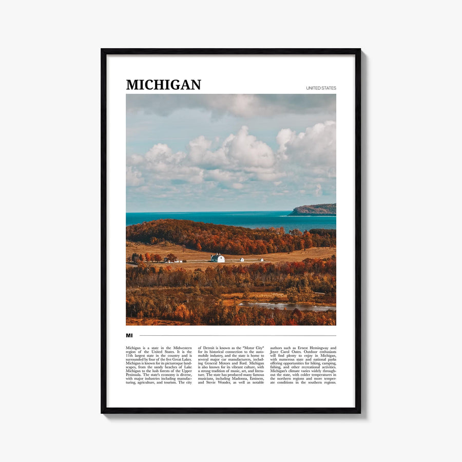 Michigan no. 2 colorful travel poster of United States – vertical wall art, unframed print shown in interior mockup