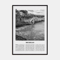 Michigan No 2 Poster Black Wood / 8x12 in Nbourhood Travel B&W Poster