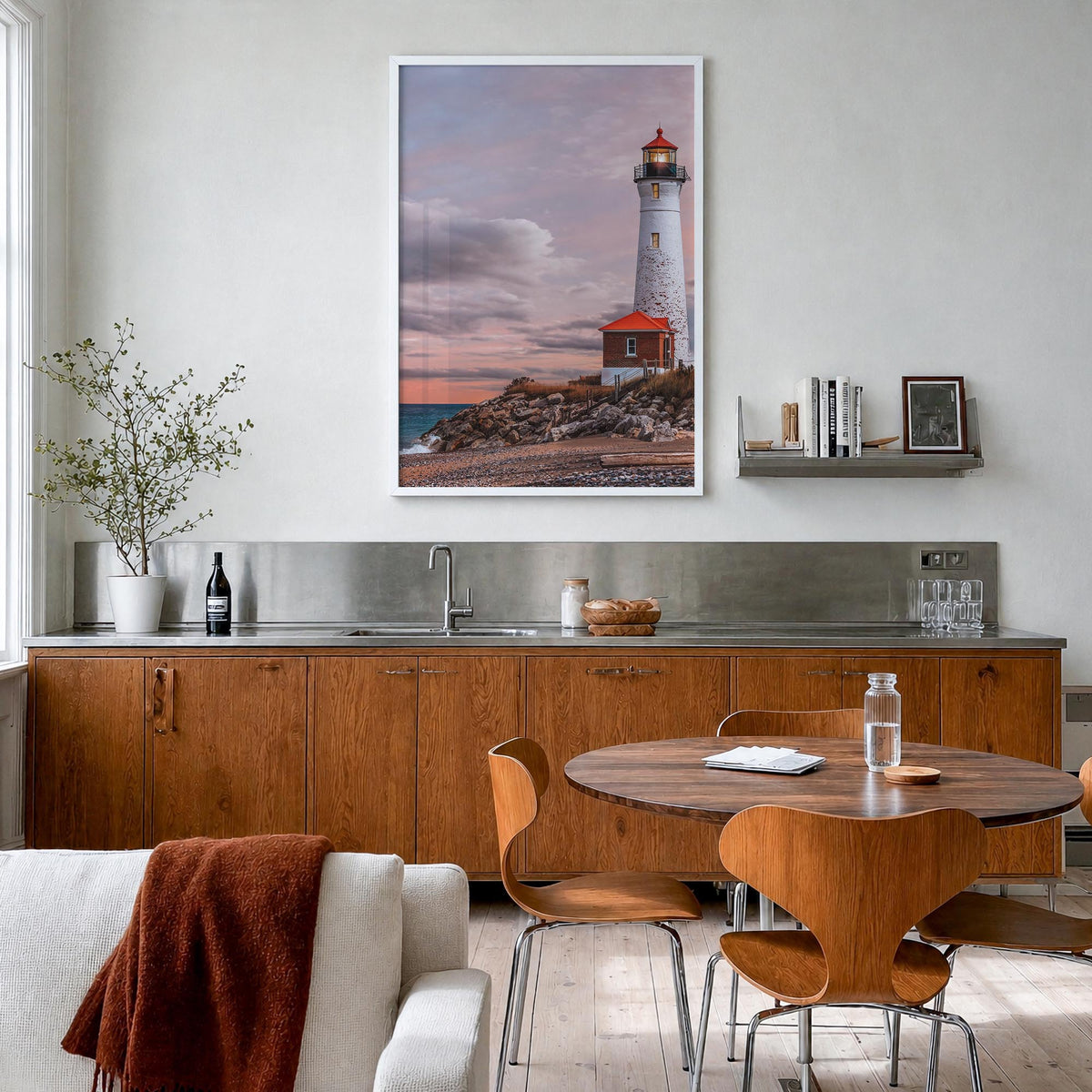 Michigan no. 3 colorful photo poster of United States – vertical wall art in white wood frame, hanging on wall