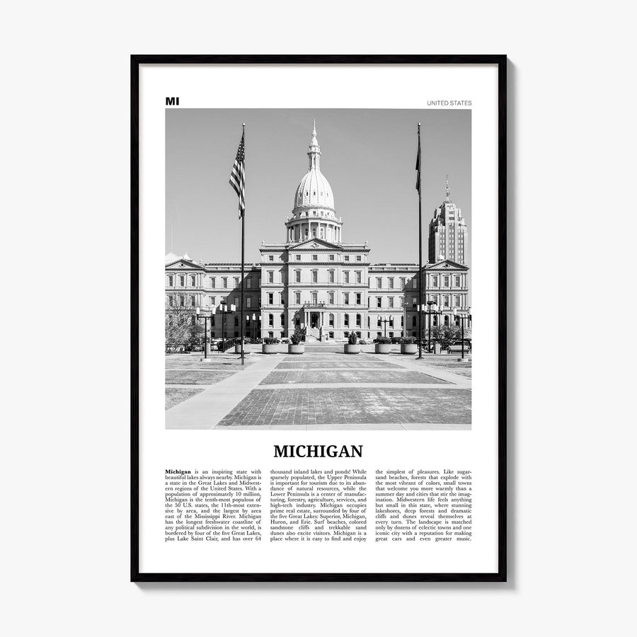 Michigan Newspaper No 4 Poster, framed poster mockup
