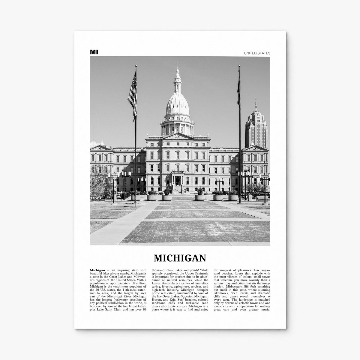 Michigan Newspaper No 4 Poster, print only (unframed)