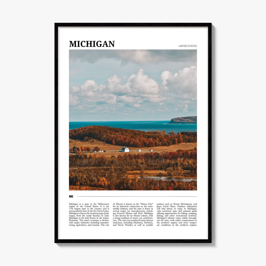 Michigan Travel No 2 Poster, framed poster mockup