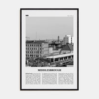 Middlesbrough Poster Black Wood / 8x12 in Nbourhood Travel B&W Poster