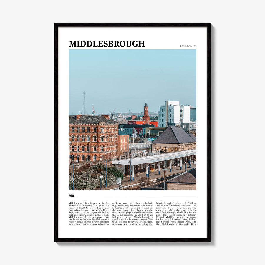Middlesbrough Travel Poster, framed poster mockup