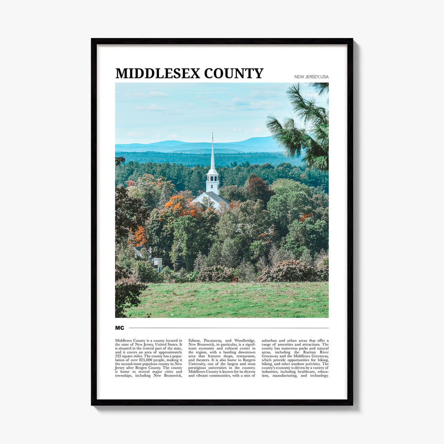 Middlesex County Travel Poster, framed poster mockup