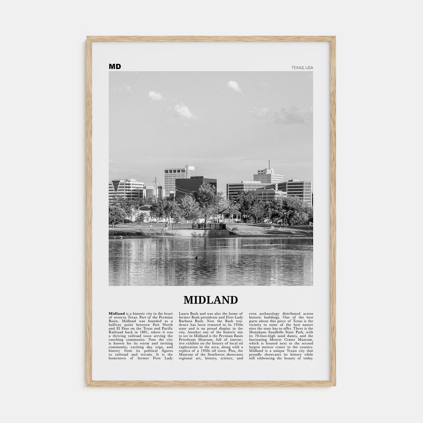 Midland Poster Natural Wood / 8x12 in Nbourhood Travel B&W Poster