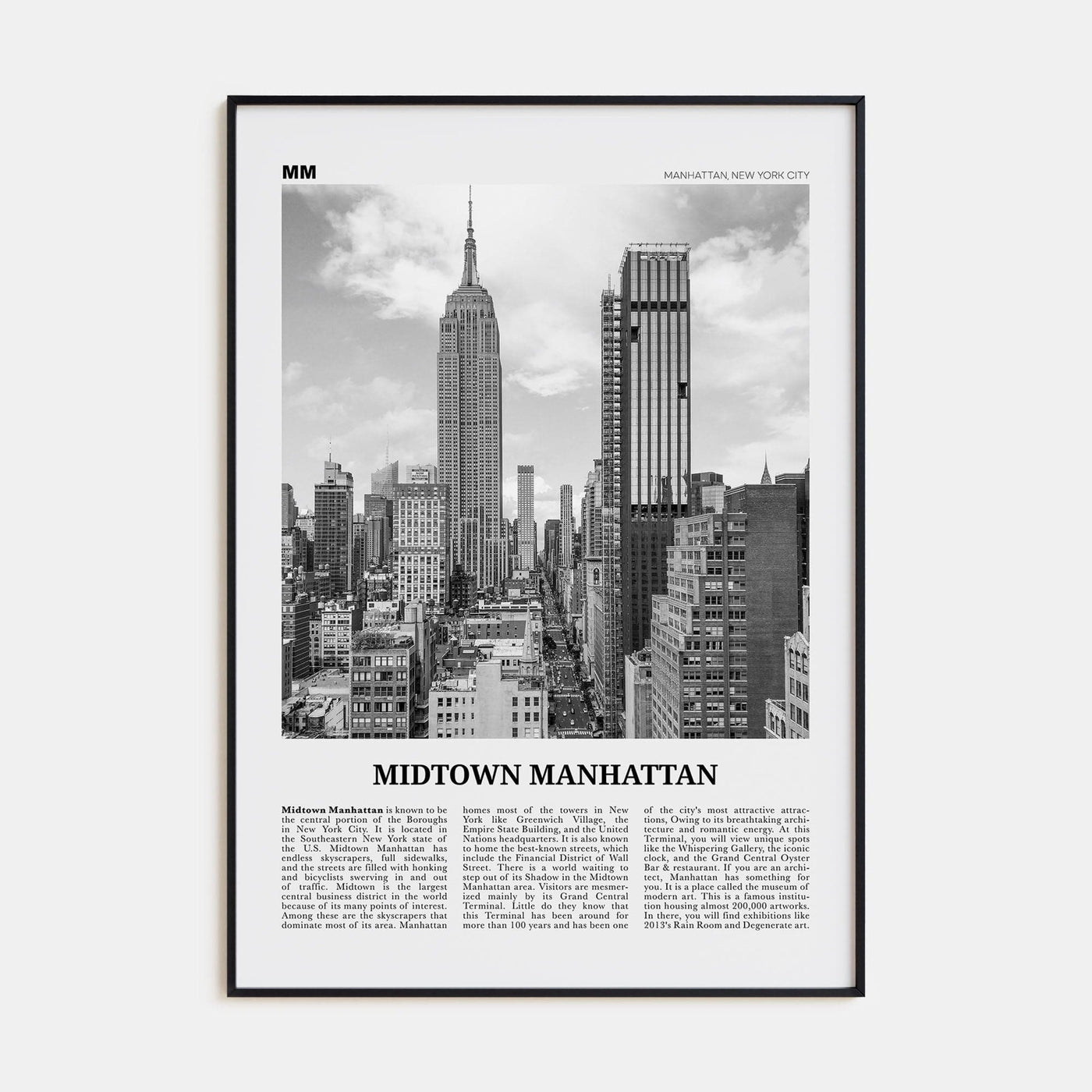 Midtown Manhattan Poster None / 8x12 in Nbourhood Travel B&W Poster