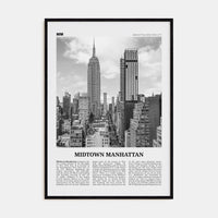 Midtown Manhattan Poster Black Wood / 8x12 in Nbourhood Travel B&W Poster