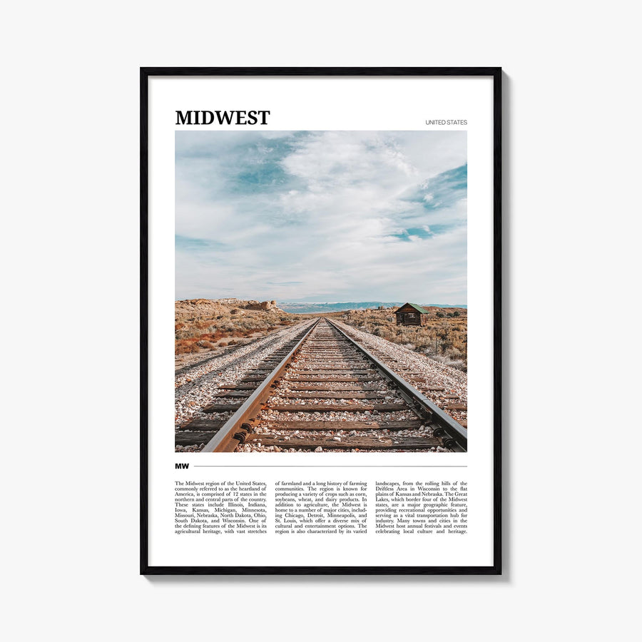Midwest colorful travel poster of United States – vertical wall art, unframed print shown in interior mockup