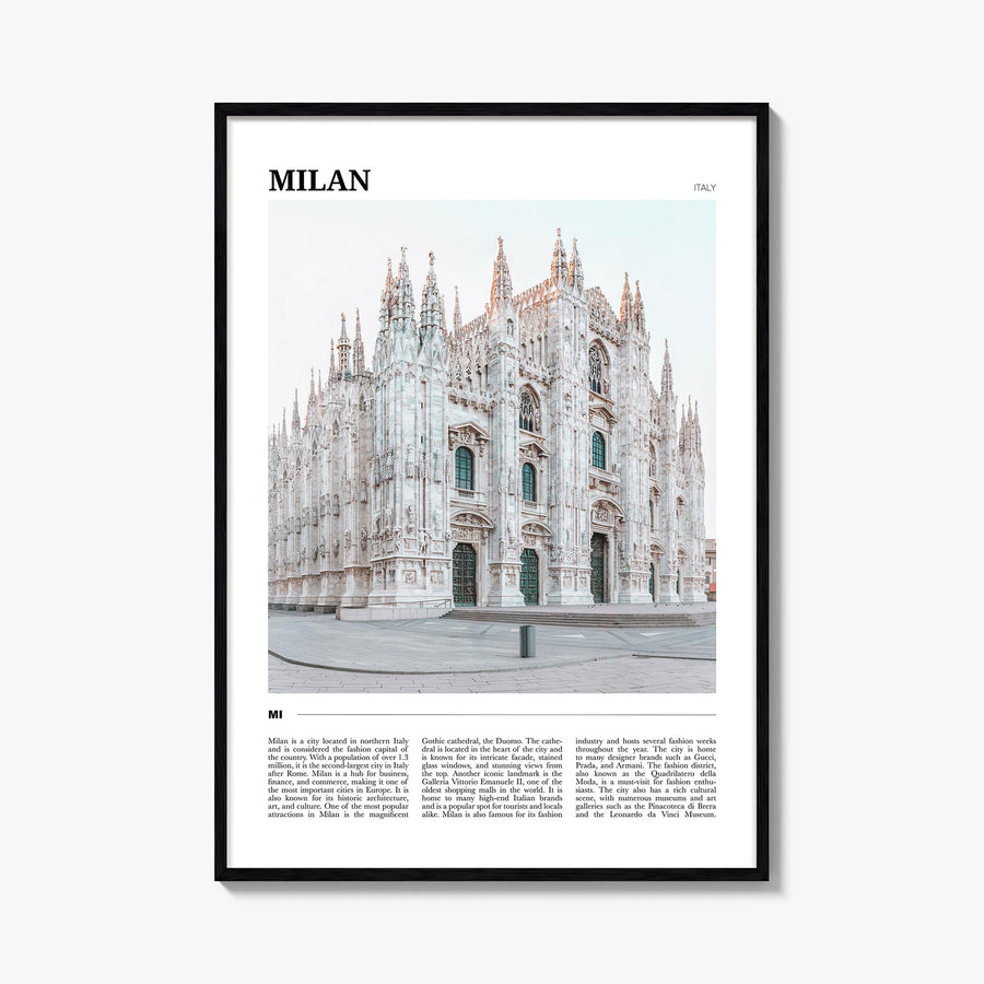 Milan colorful travel poster of Italy – vertical wall art, unframed print shown in interior mockup