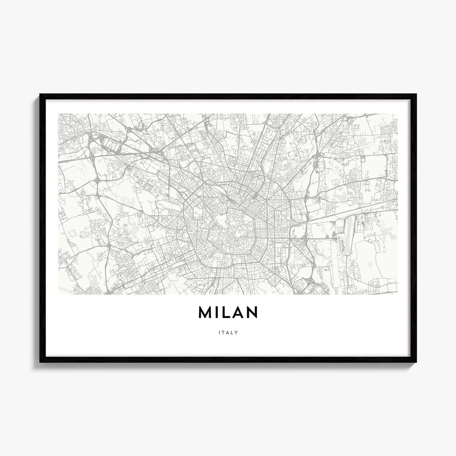 Milan Map Poster, framed poster mockup