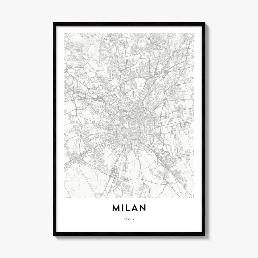 Milan Map Poster, framed poster mockup