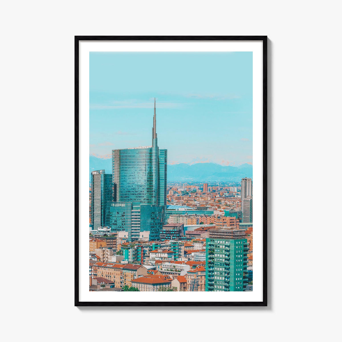 Milan no. 1 colorful photo poster of Italy – vertical wall art, unframed print shown in interior mockup