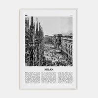 Milan No 1 Poster White Wood / 8x12 in Nbourhood Travel B&W Poster