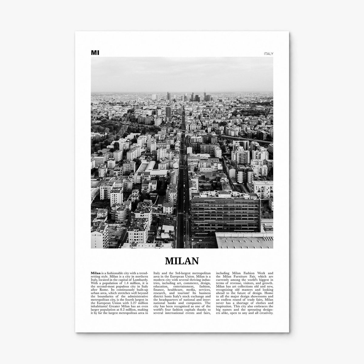 Milan Newspaper No 2 Poster, print only (unframed)