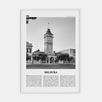 Mildura Poster White Wood / 8x12 in Nbourhood Travel B&W Poster