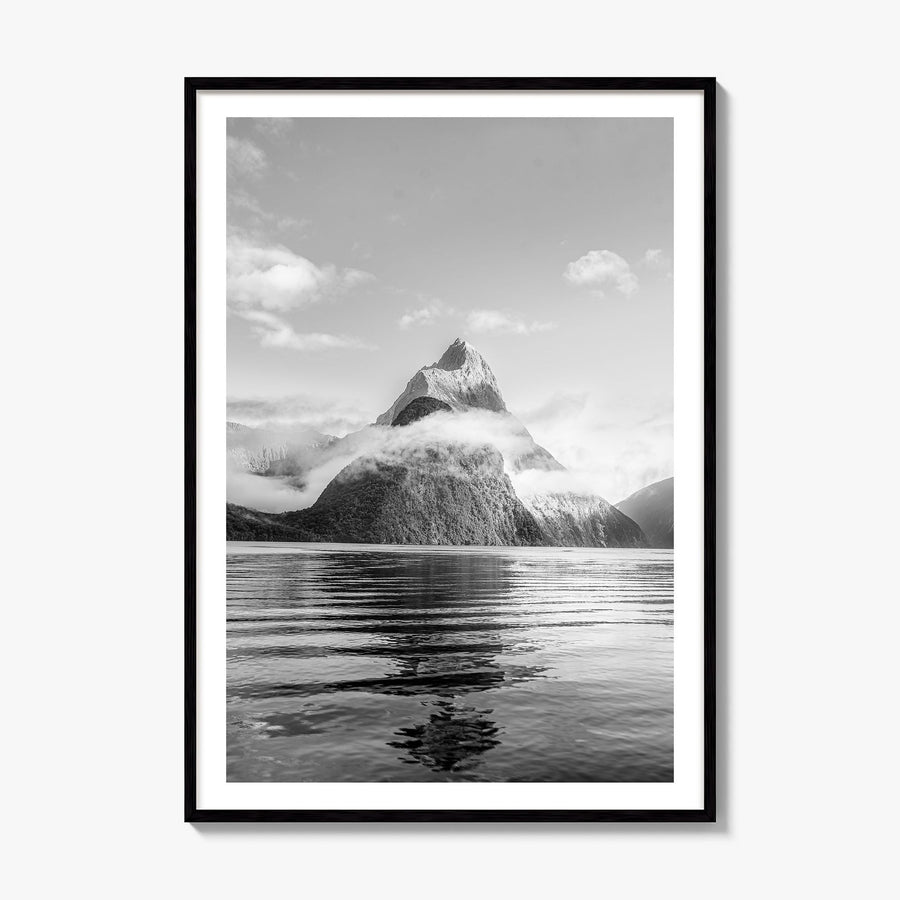 Milford Sound Photo Poster, framed poster mockup, white border