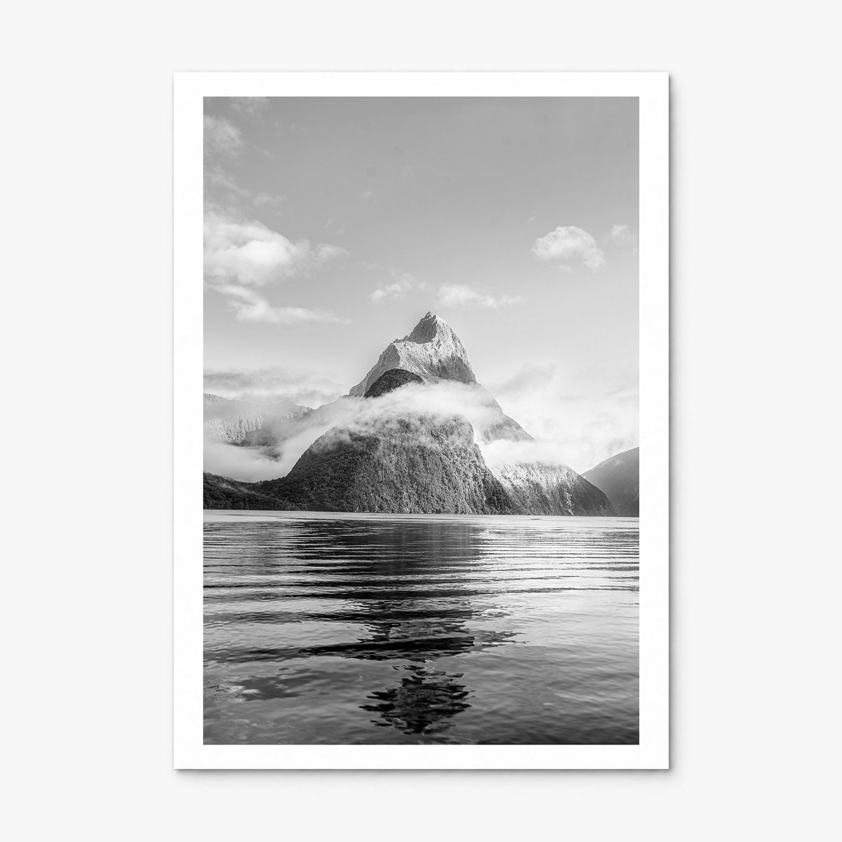 Milford Sound Photo Poster, print only (unframed), white border