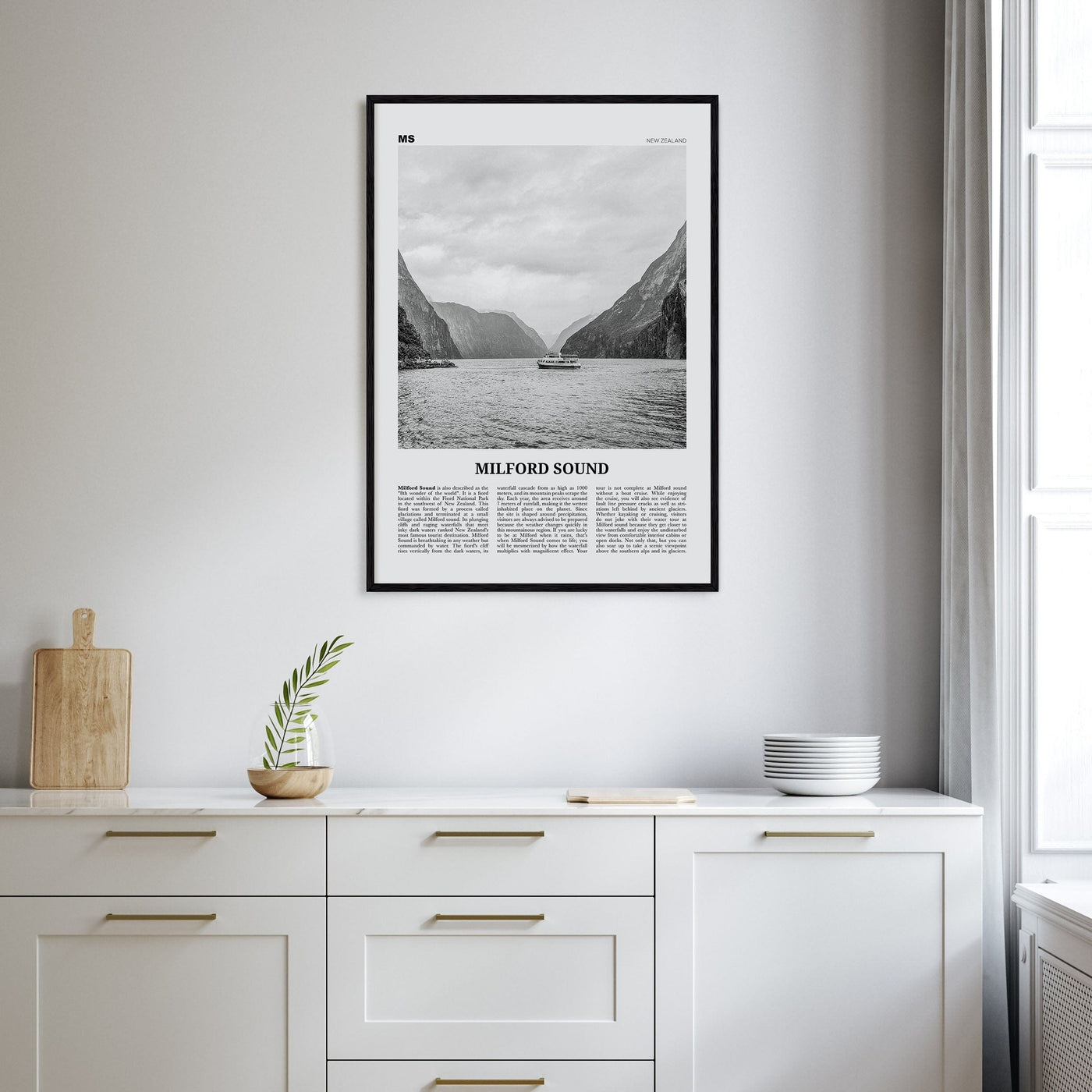 Milford Sound Poster Nbourhood Travel B&W Poster