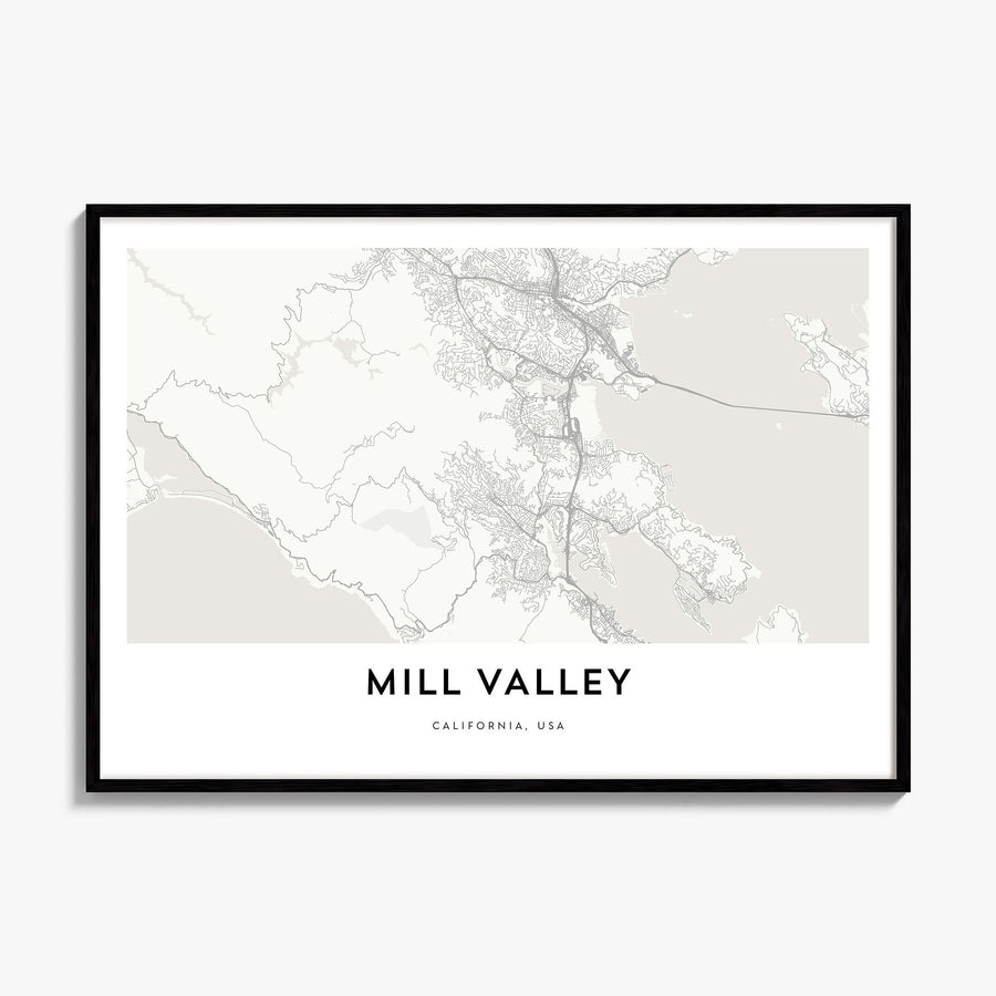 Mill Valley Map Poster, framed poster mockup