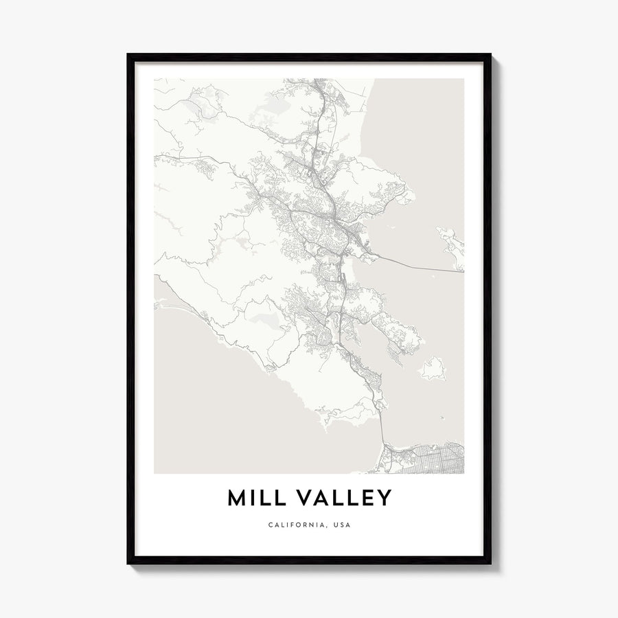 Mill Valley Map Poster, framed poster mockup