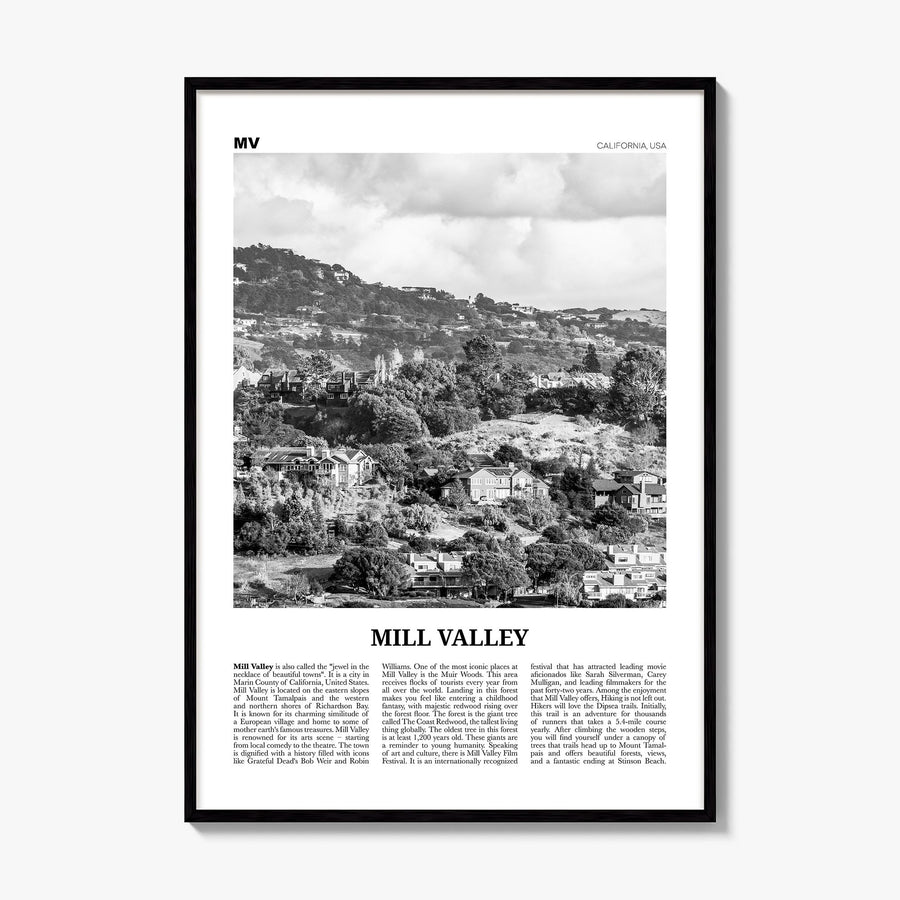 Mill Valley Newspaper Poster, framed poster mockup