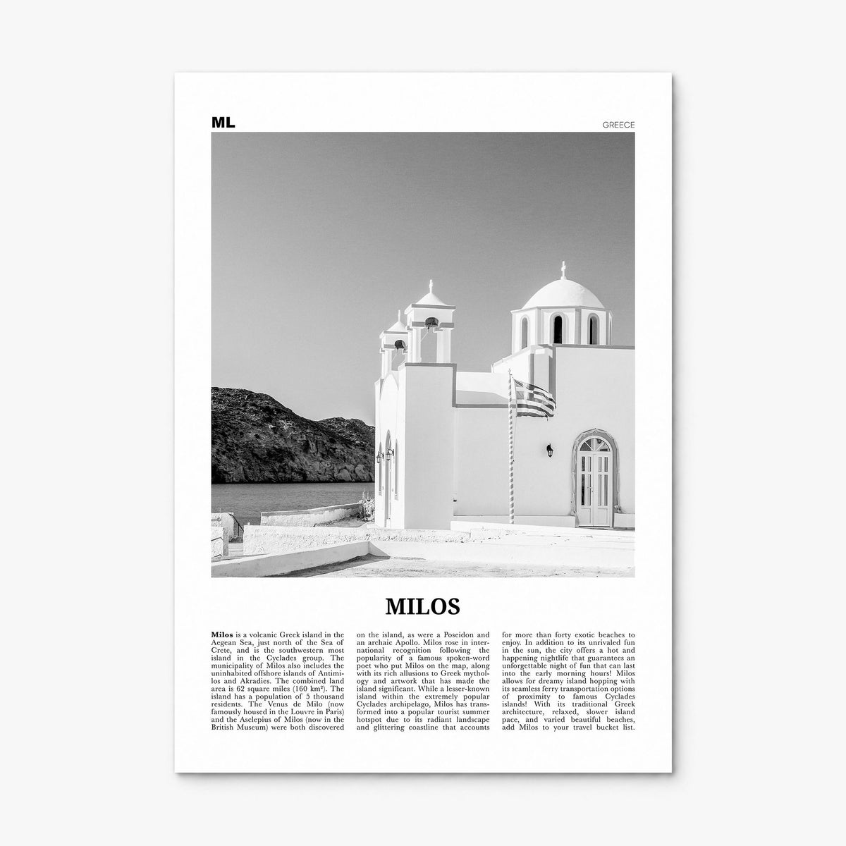 Milos Newspaper Poster, print only (unframed)