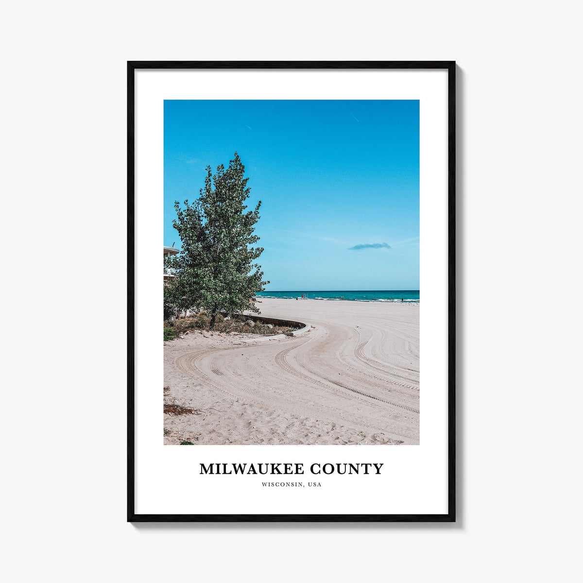 Milwaukee County colorful classic poster of Wisconsin, USA – vertical wall art, unframed print shown in interior mockup