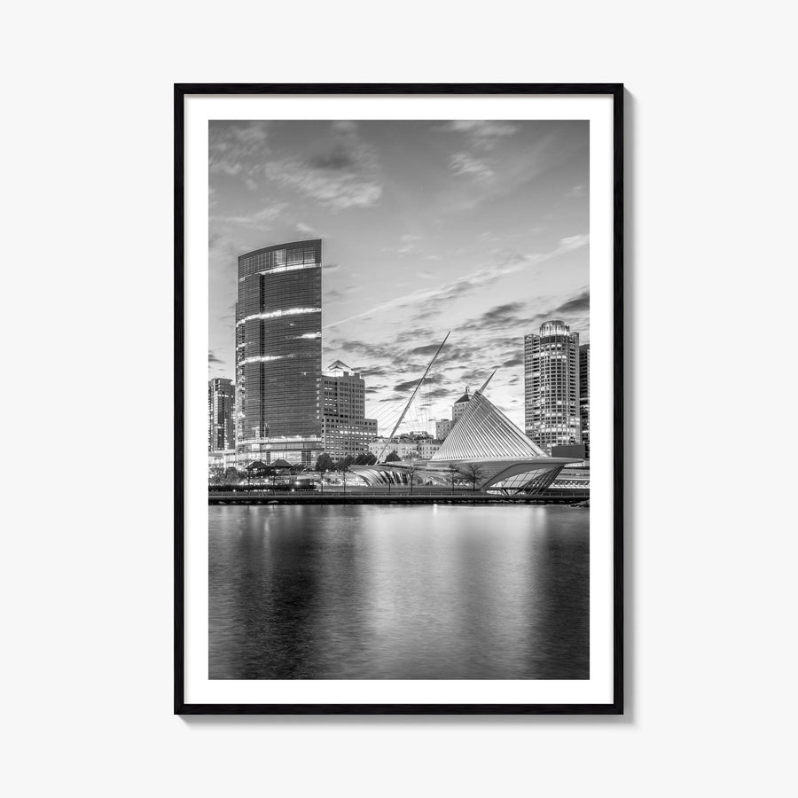 Milwaukee no. 1 black & white photo poster of Wisconsin, USA – vertical wall art, unframed print shown in interior mockup