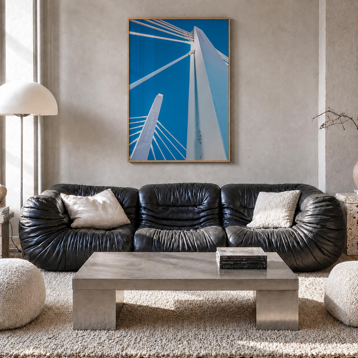 Milwaukee no. 2 colorful photo poster of Wisconsin, USA – vertical wall art in natural wood frame, hanging on wall