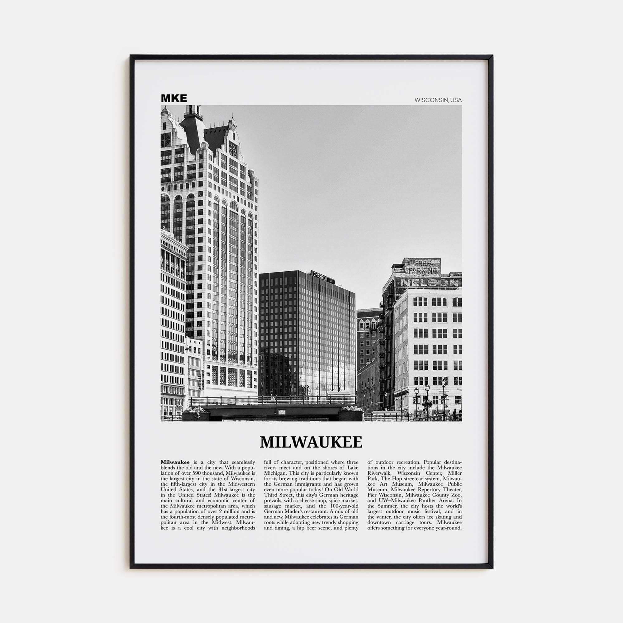 Milwaukee No 2 Poster None / 8x12 in Nbourhood Travel B&W Poster