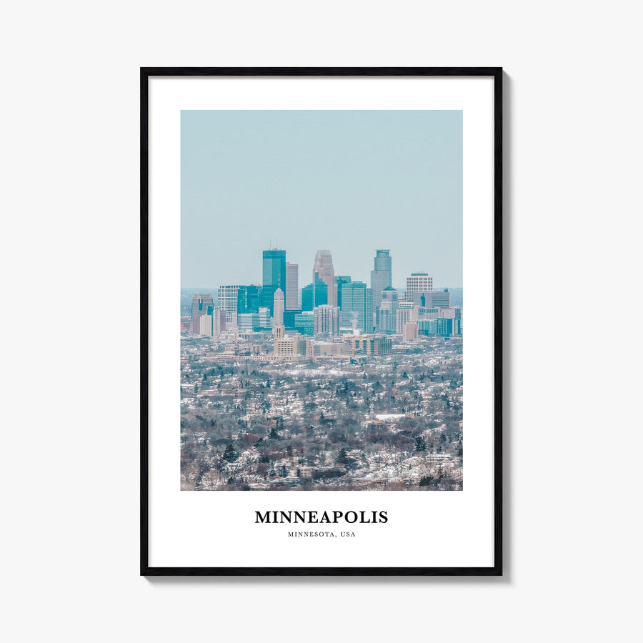 Minneapolis no. 1 colorful classic poster of Minnesota, USA – vertical wall art, unframed print shown in interior mockup