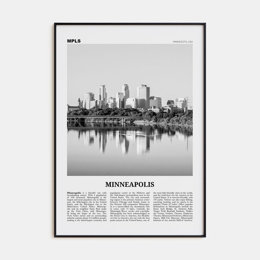 Minneapolis No 1 Poster None / 8x12 in Nbourhood Travel B&W Poster