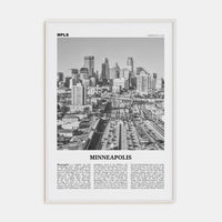 Minneapolis No 2 Poster White Wood / 8x12 in Nbourhood Travel B&W Poster